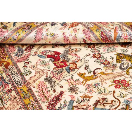 Tappeto Ghom seta Persia giallo marrone 98x150