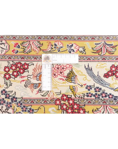 Tappeto Ghom seta Persia giallo marrone 98x150