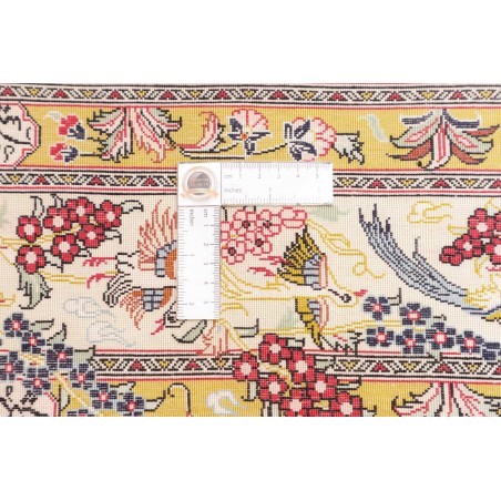 Tappeto Ghom seta Persia giallo marrone 98x150