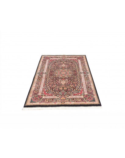 Tappeto Ghom seta Persia beige grigio 106x153