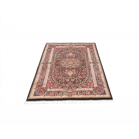 Tappeto Ghom seta Persia beige grigio 106x153