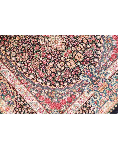 Tappeto Ghom seta Persia beige grigio 106x153