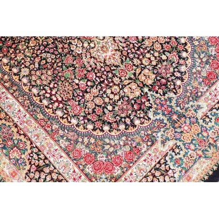 Tappeto Ghom seta Persia beige grigio 106x153