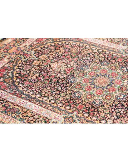 Tappeto Ghom seta Persia beige grigio 106x153