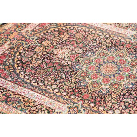 Tappeto Ghom seta Persia beige grigio 106x153
