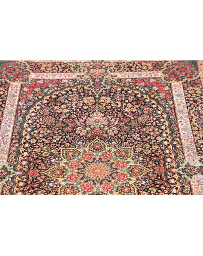 Tappeto Ghom seta Persia beige grigio 106x153