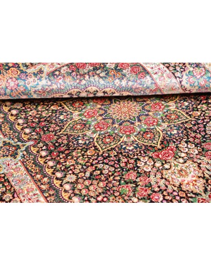 Tappeto Ghom seta Persia beige grigio 106x153