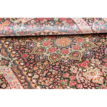 Tappeto Ghom seta Persia beige grigio 106x153