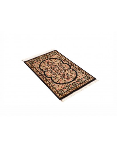 Tappeto Ghom seta Persia blu marrone 58x91