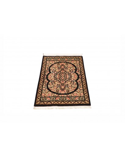 Tappeto Ghom seta Persia blu marrone 58x91