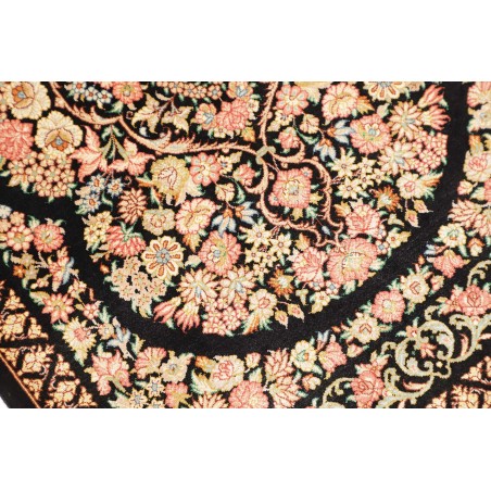 Tappeto Ghom seta Persia blu marrone 58x91