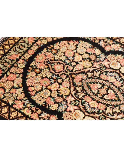 Tappeto Ghom seta Persia blu marrone 58x91