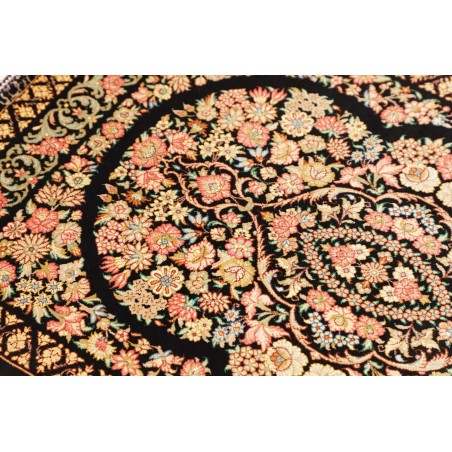 Tappeto Ghom seta Persia blu marrone 58x91