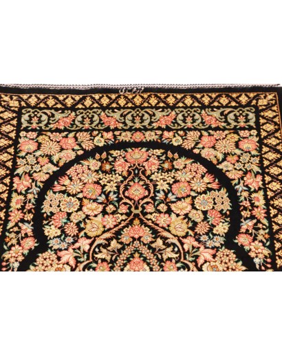 Tappeto Ghom seta Persia blu marrone 58x91