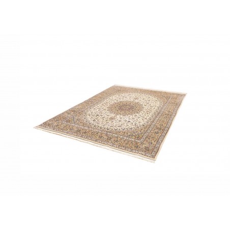Tappeto Ghom seta Persia giallo bianco 194x250