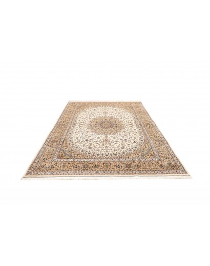 Tappeto Ghom seta Persia giallo bianco 194x250