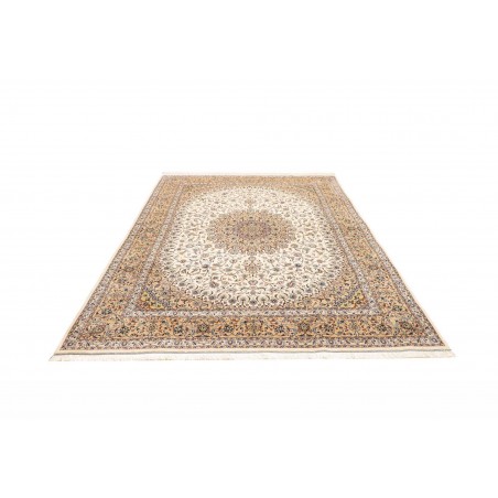 Tappeto Ghom seta Persia giallo bianco 194x250