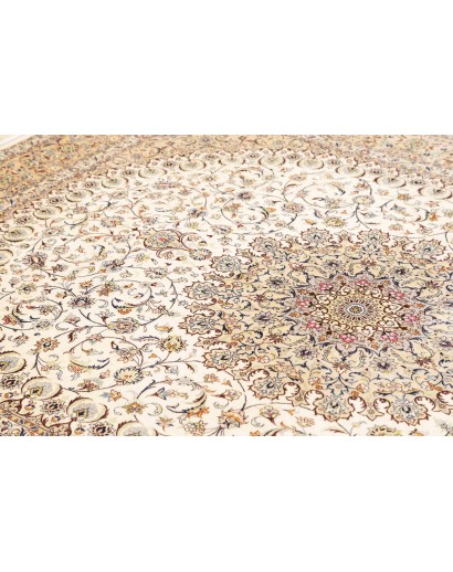 Tappeto Ghom seta Persia giallo bianco 194x250