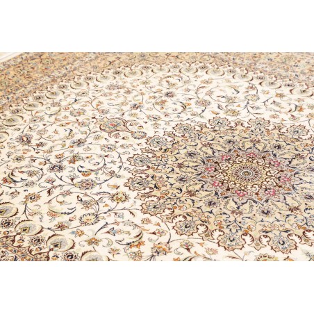Tappeto Ghom seta Persia giallo bianco 194x250