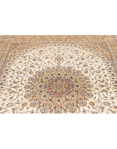 Tappeto Ghom seta Persia giallo bianco 194x250