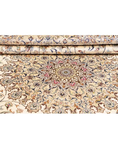 Tappeto Ghom seta Persia giallo bianco 194x250