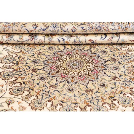 Tappeto Ghom seta Persia giallo bianco 194x250