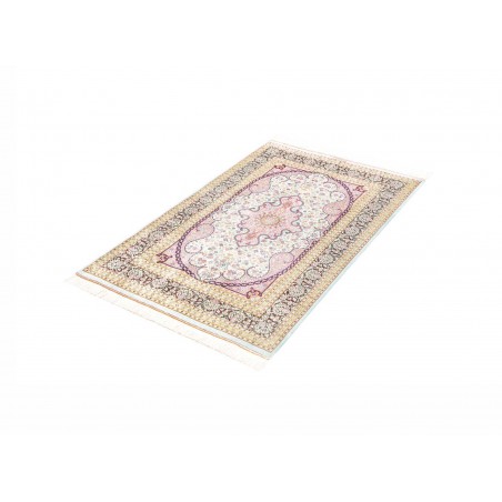 Tappeto Ghom seta Persia bianco grigio 79x122
