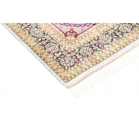 Tappeto Ghom seta Persia bianco grigio 79x122