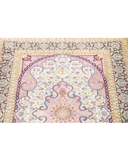 Tappeto Ghom seta Persia bianco grigio 79x122