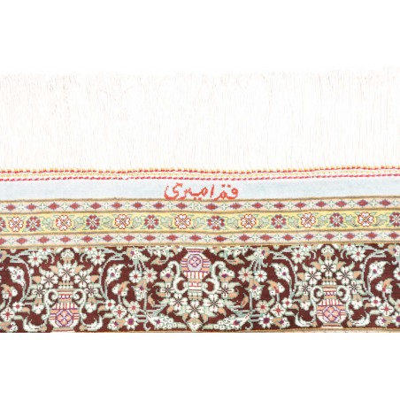 Tappeto Ghom seta Persia bianco grigio 79x122