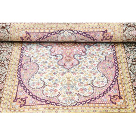 Tappeto Ghom seta Persia bianco grigio 79x122