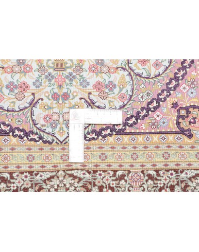 Tappeto Ghom seta Persia bianco grigio 79x122