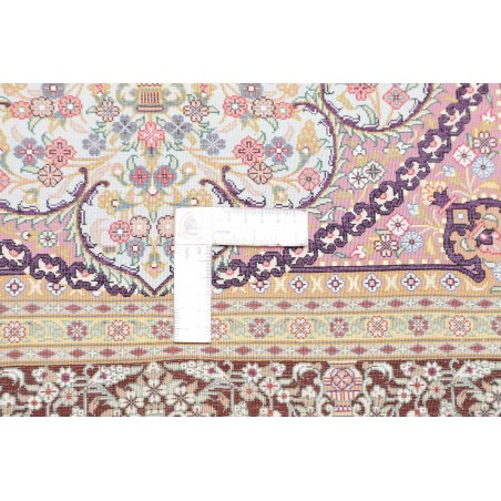 Tappeto Ghom seta Persia bianco grigio 79x122