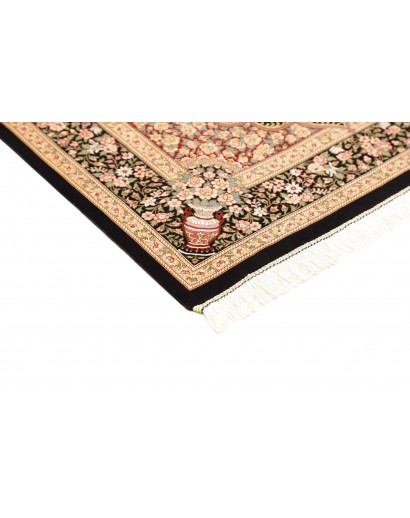 Tappeto Ghom seta Persia marrone blu 98x148