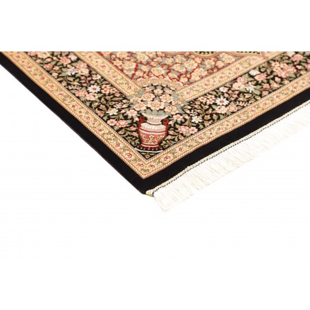 Tappeto Ghom seta Persia marrone blu 98x148