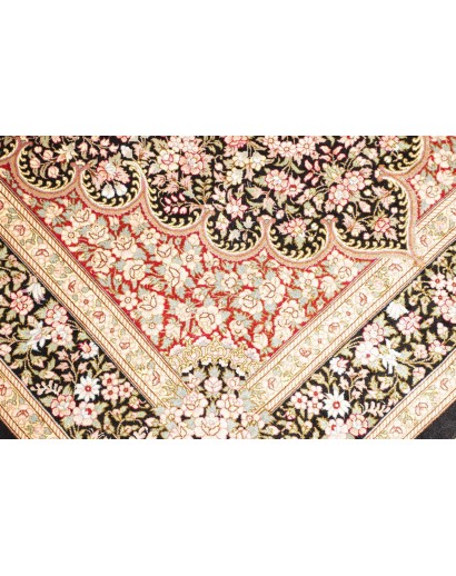 Tappeto Ghom seta Persia marrone blu 98x148