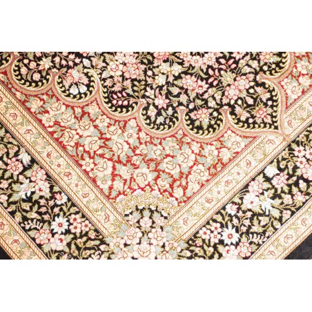 Tappeto Ghom seta Persia marrone blu 98x148