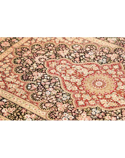 Tappeto Ghom seta Persia marrone blu 98x148