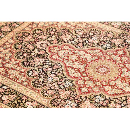 Tappeto Ghom seta Persia marrone blu 98x148