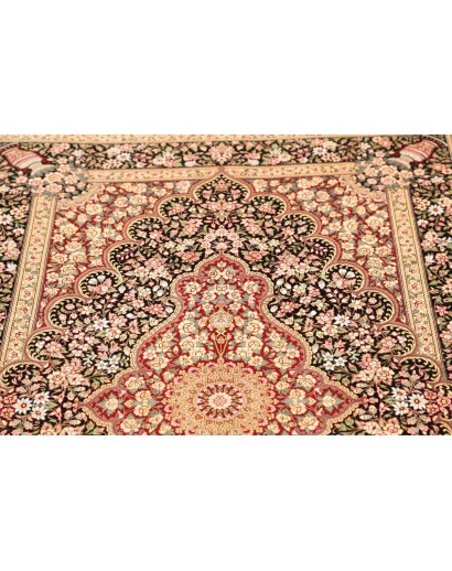 Tappeto Ghom seta Persia marrone blu 98x148