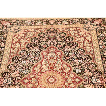 Tappeto Ghom seta Persia marrone blu 98x148