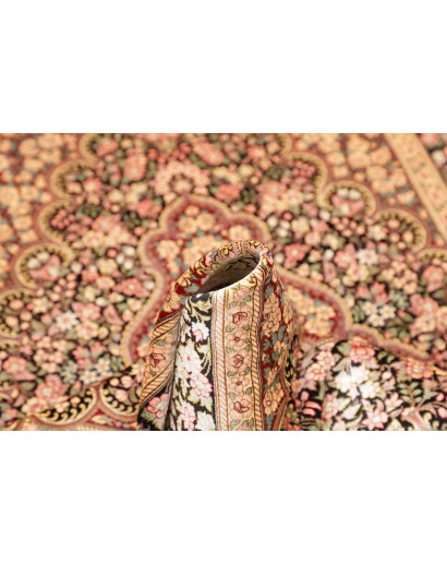 Tappeto Ghom seta Persia marrone blu 98x148