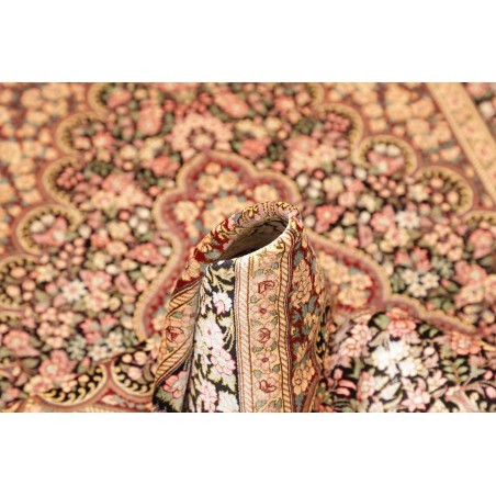 Tappeto Ghom seta Persia marrone blu 98x148