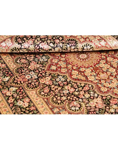 Tappeto Ghom seta Persia marrone blu 98x148