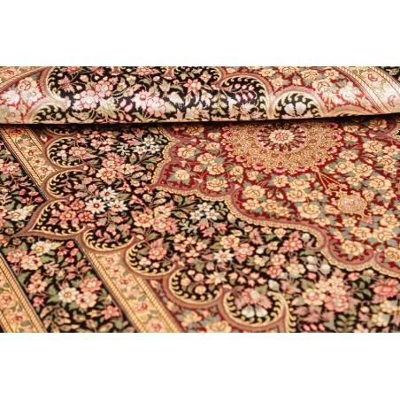 Tappeto Ghom seta Persia marrone blu 98x148
