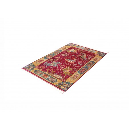 Tappeto Ghom seta Persia marrone grigio 100x148
