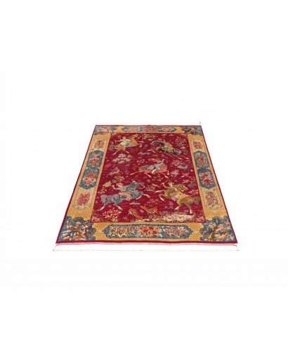 Tappeto Ghom seta Persia marrone grigio 100x148