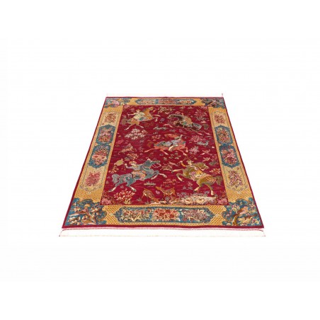 Tappeto Ghom seta Persia marrone grigio 100x148