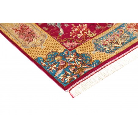 Tappeto Ghom seta Persia marrone grigio 100x148
