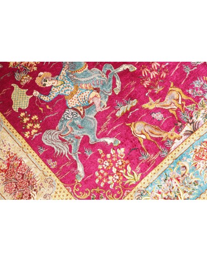 Tappeto Ghom seta Persia marrone grigio 100x148
